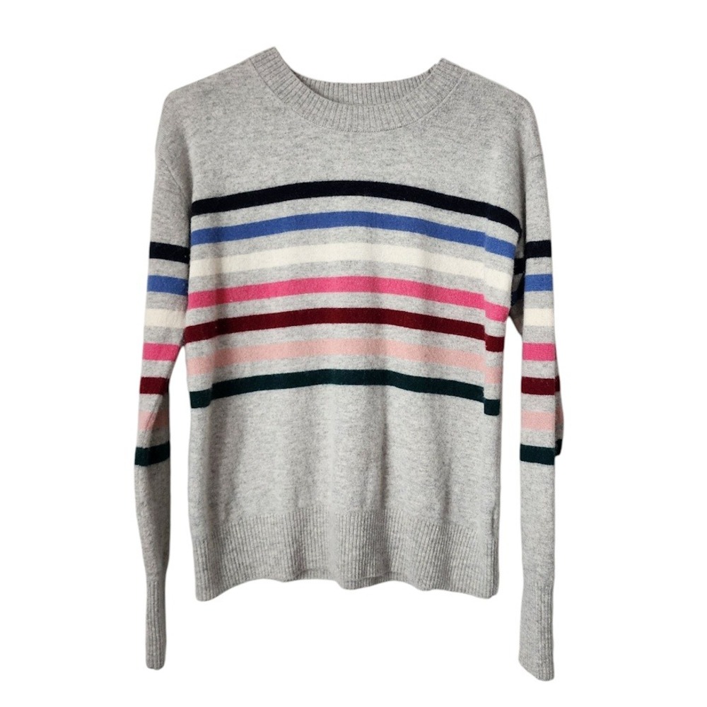 SUMMERSALT‎ Merino Wool Cashmere Rainbow Stripe Sweater Gray Multicolor XS